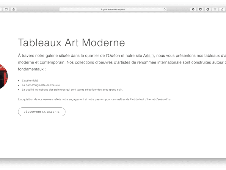 galerieartmoderne paris portfolio bldwebagency agence web